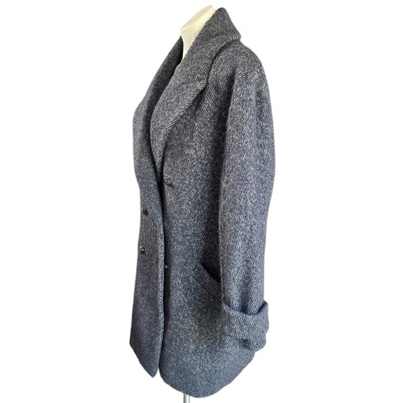 Ba&Sh Women's Coat Size 3 US 10 Gray Double-Breasted Wool Blend Overcoat - Picture 3 of 14